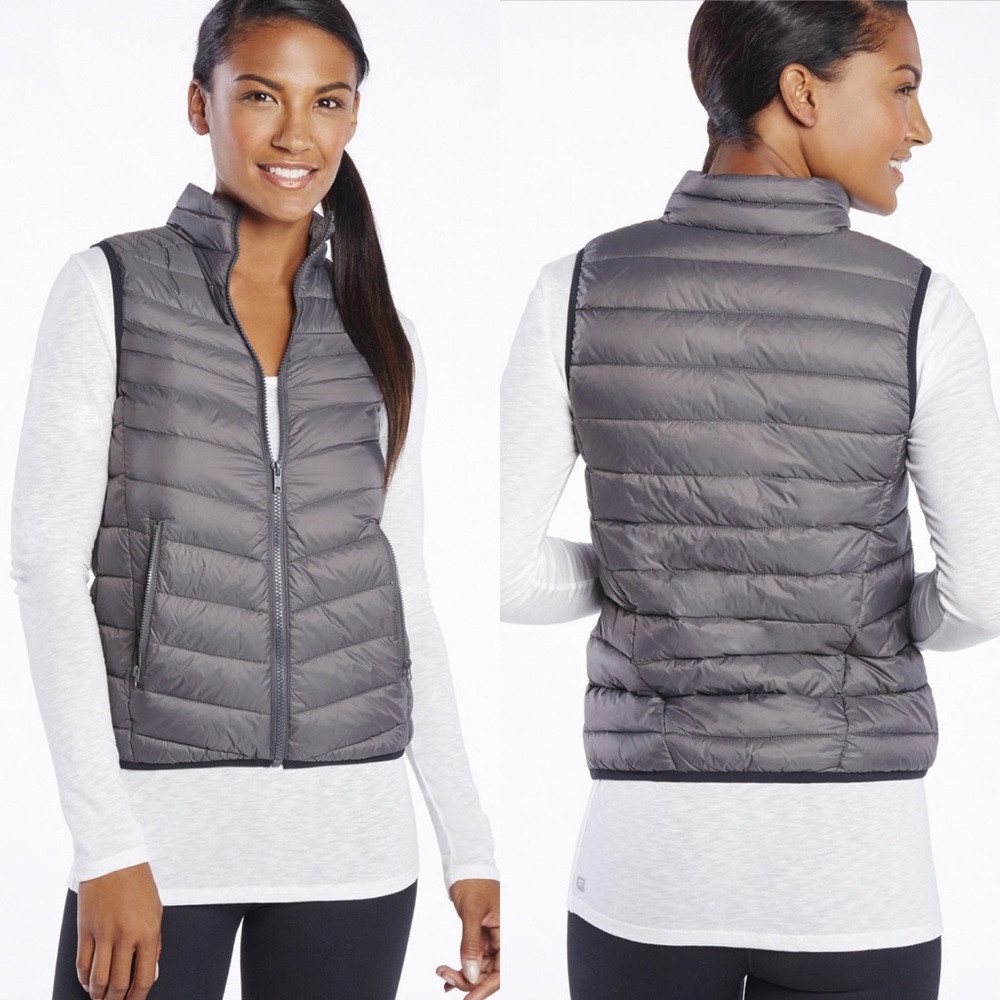 Fabletics Fenway Down Puffer Vest Gray Size Large